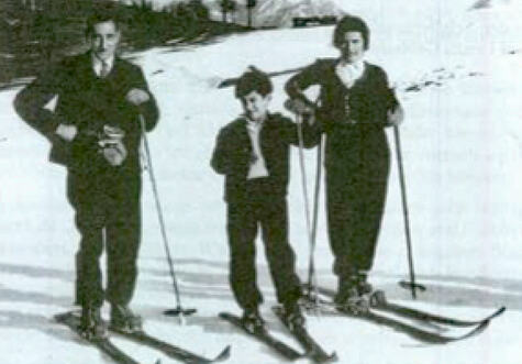 230_Siegfried, Peter und Paula Jordan beim Skifahren